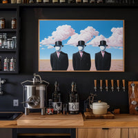 Surreal Faceless Figures in Desert Artistic Poster