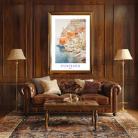 Positano Dreamscape: Serene Watercolor Travel Poster PosterGoat