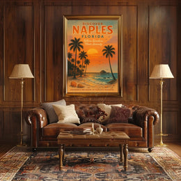 Naples Beach Vintage Travel Poster