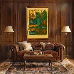 New York City Highlights Travel Poster Vintage Wall Art