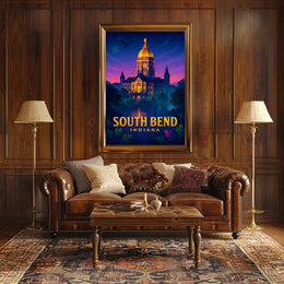 Illuminated Landmark in South Bend Poster