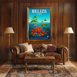 Visit Belize Jewel of the Caribbean Poster