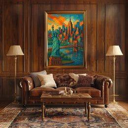 New York City Poster Abstract Vibrant Skyline Wall Art