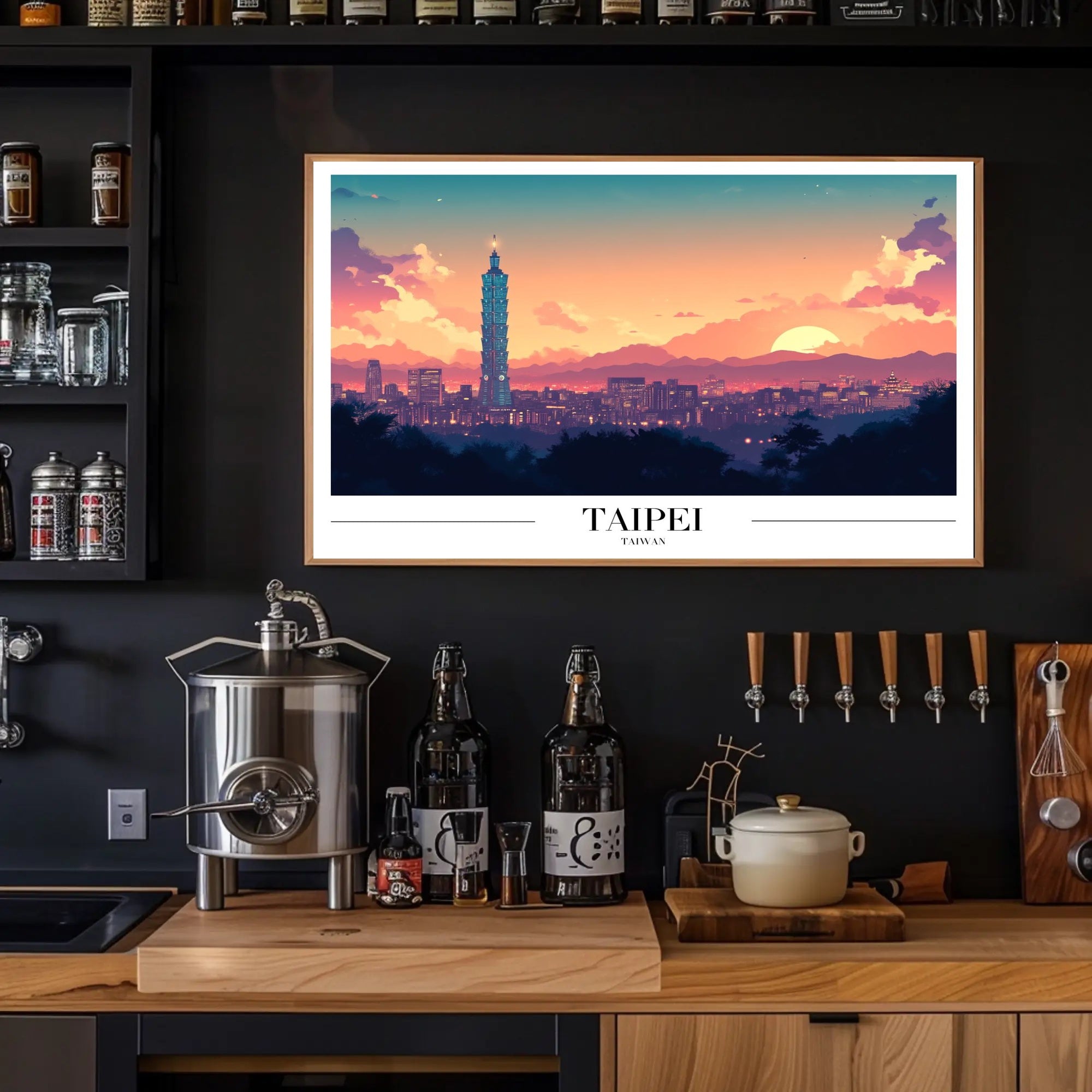 Taipei Skyline Sunset: Urban or Cityscape Poster