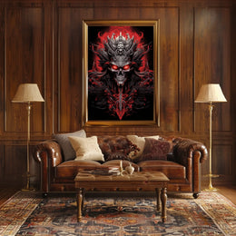 Skull with Horns Fantasy Gothic Art Poster