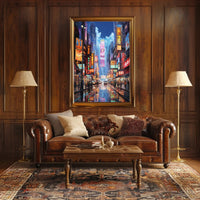 Neon Skyline of Futuristic East Asian Cityscape Poster
