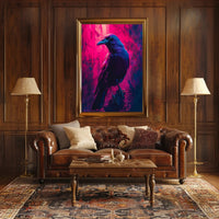 Vibrant Raven in Neon Hues Art Poster Print PosterGoat
