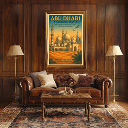 Abu Dhabi Oasis Vintage Travel Poster