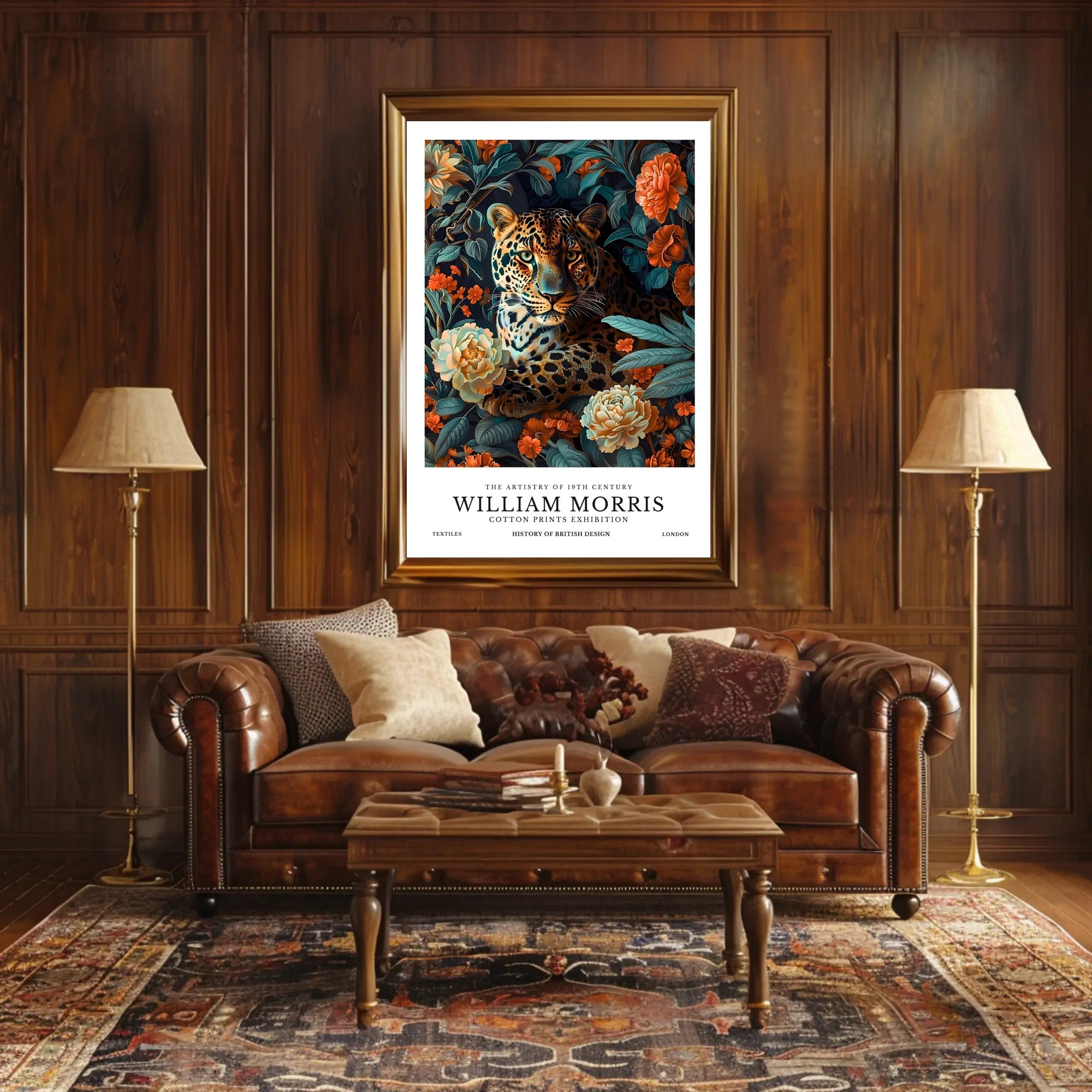 Leopard in Floral Elegance: Artistic Poster