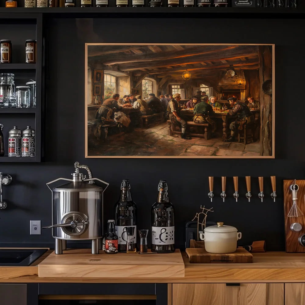 19th Century Tavern Scene Rustic Art Poster