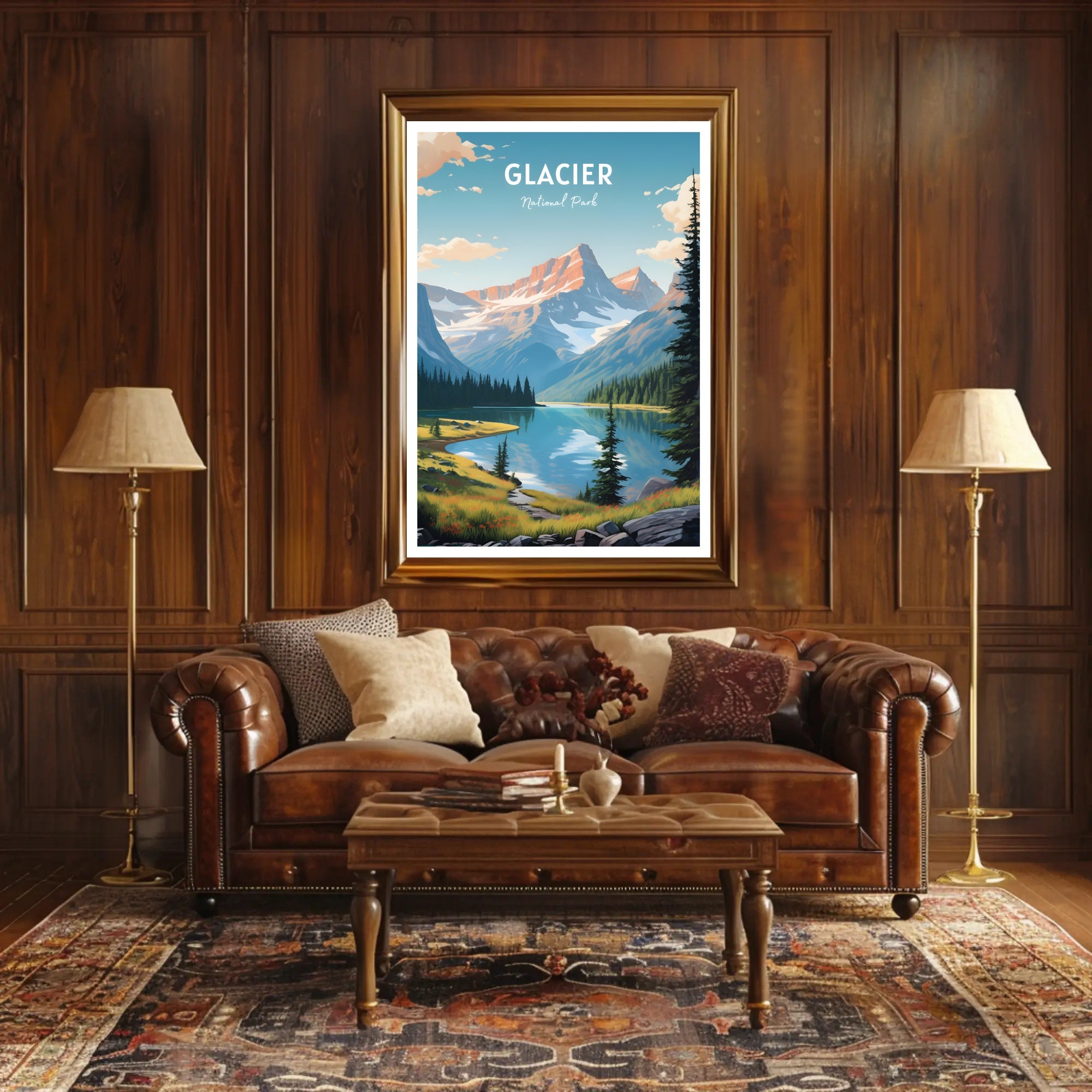 Glacier National Park Travel Poster Vintage Print