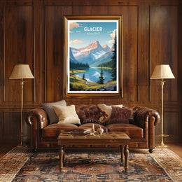 Glacier National Park Travel Poster Vintage Print