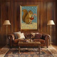 Squirrel Candy Cane Poster