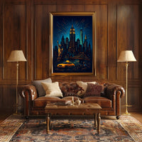 New York City Night Skyline Panorama Poster Modern Wall Art