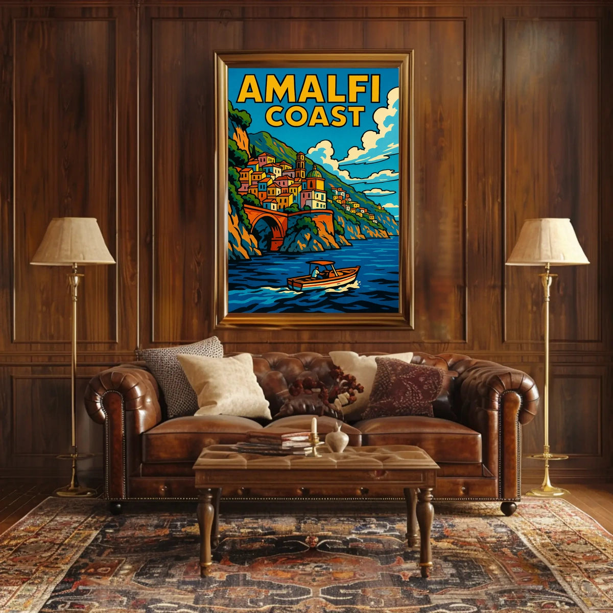 Amalfi Coast Poster Wall Art Scenic Italian Seaside Print