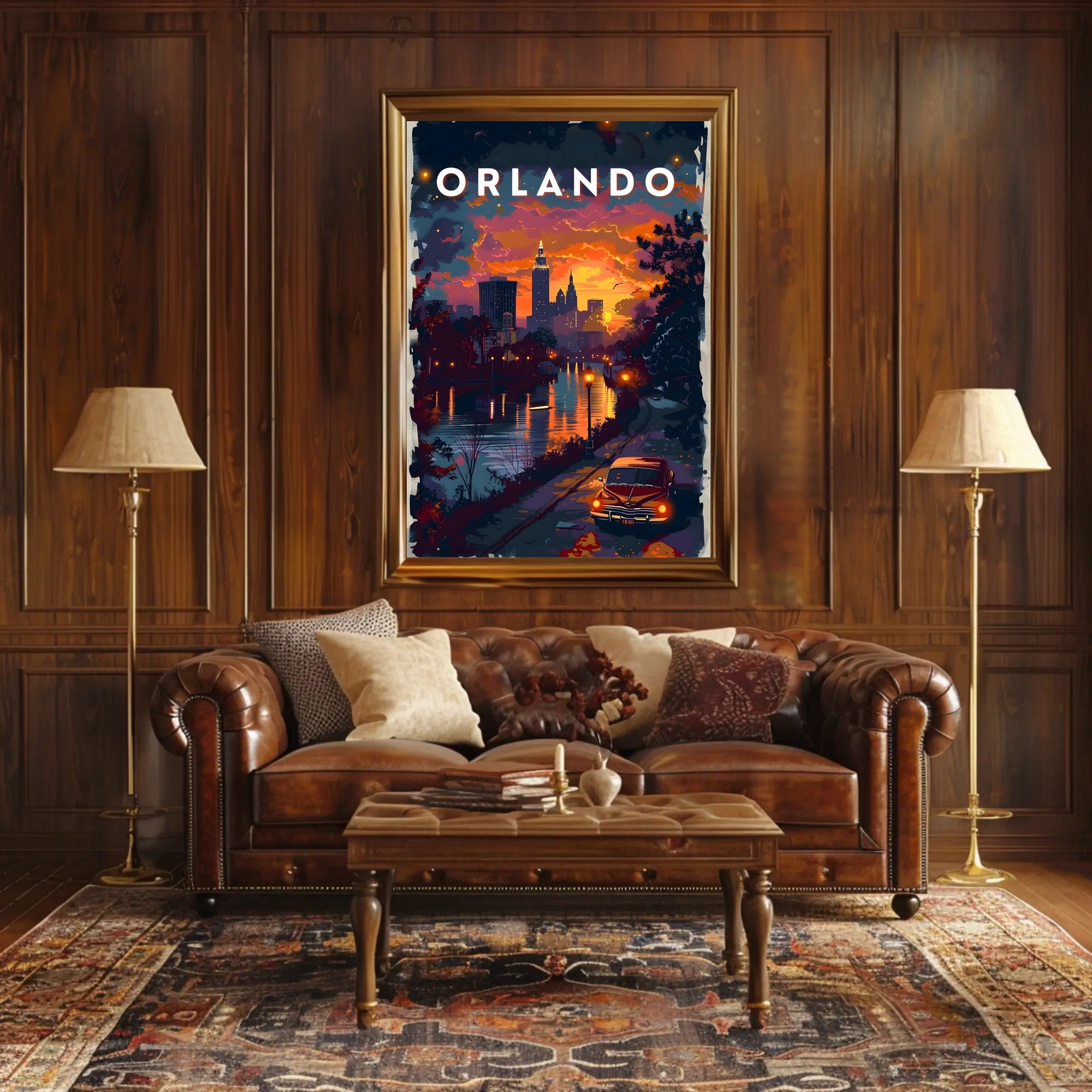 Orlando Sunset Skyline Poster