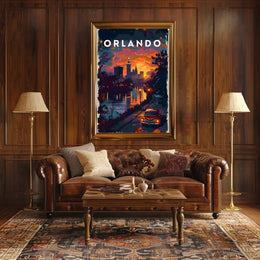 Orlando Sunset Skyline Poster