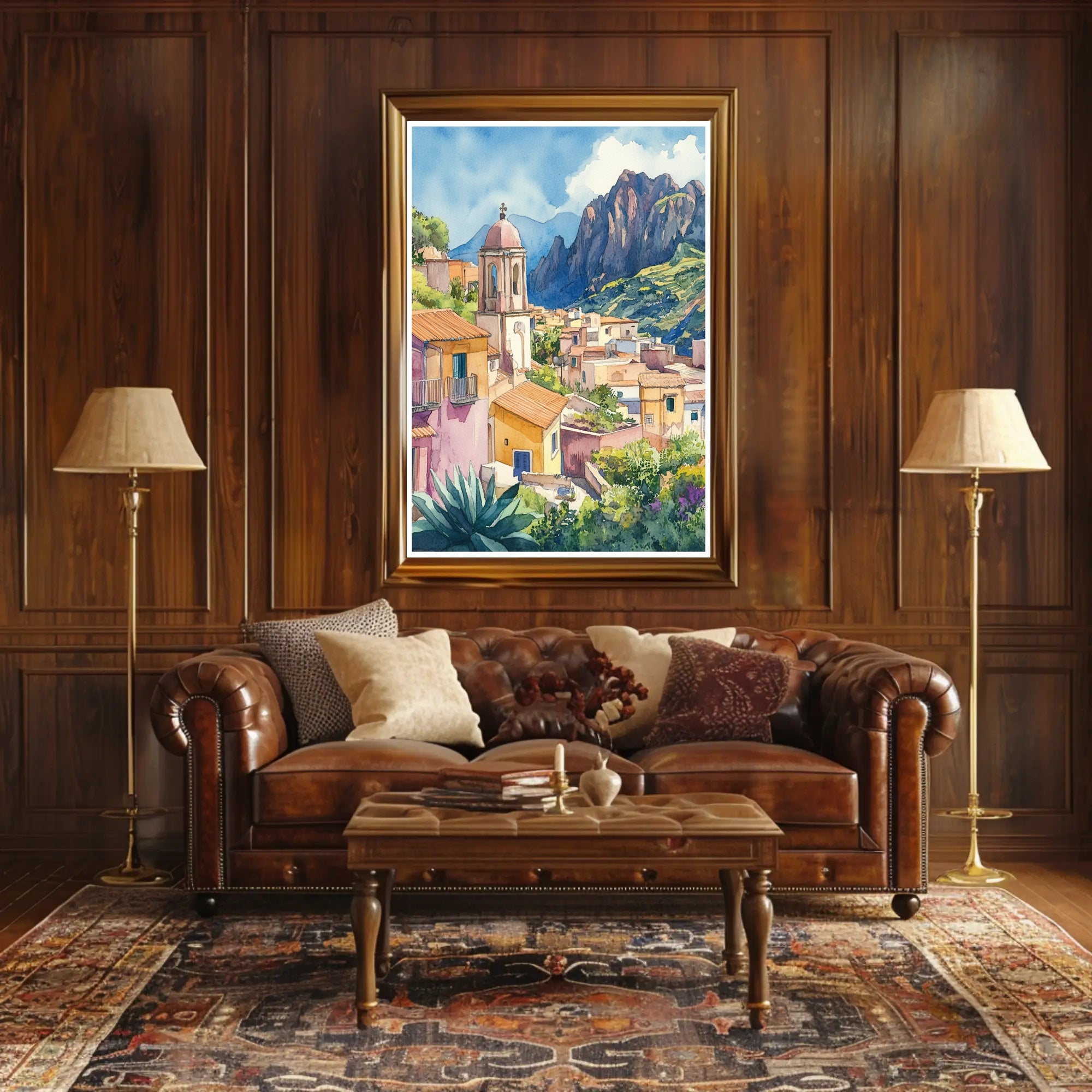 Serene Mediterranean Village Poster PosterGoat