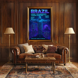 Brazil - Christ the Redeemer and Carnival Celebration Poster PosterGoat