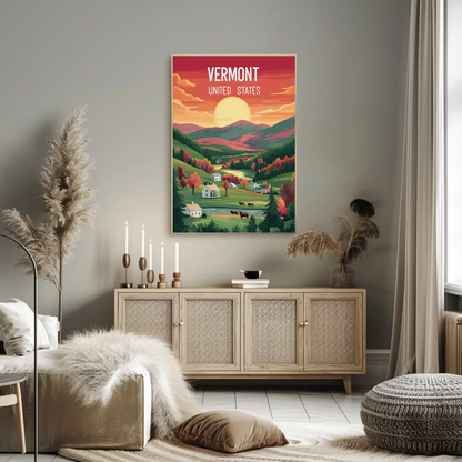 Vermont Vintage Poster - Sunset Valley