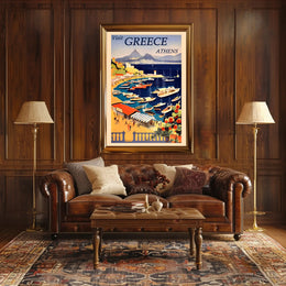 Visit Greece: Discover Athens Majestic Harbor Travel Poster