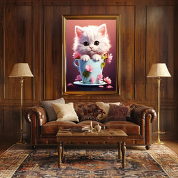 Kitten In A Teacup Poster PosterGoat