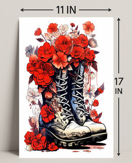 Floral Boots A Fusion Of Nature And Poster