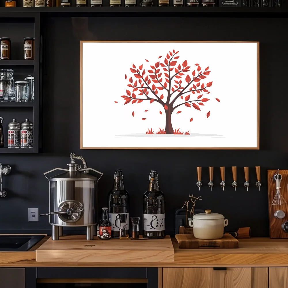 Autumn Serenity Tree Poster: Vibrant Fall Illustration