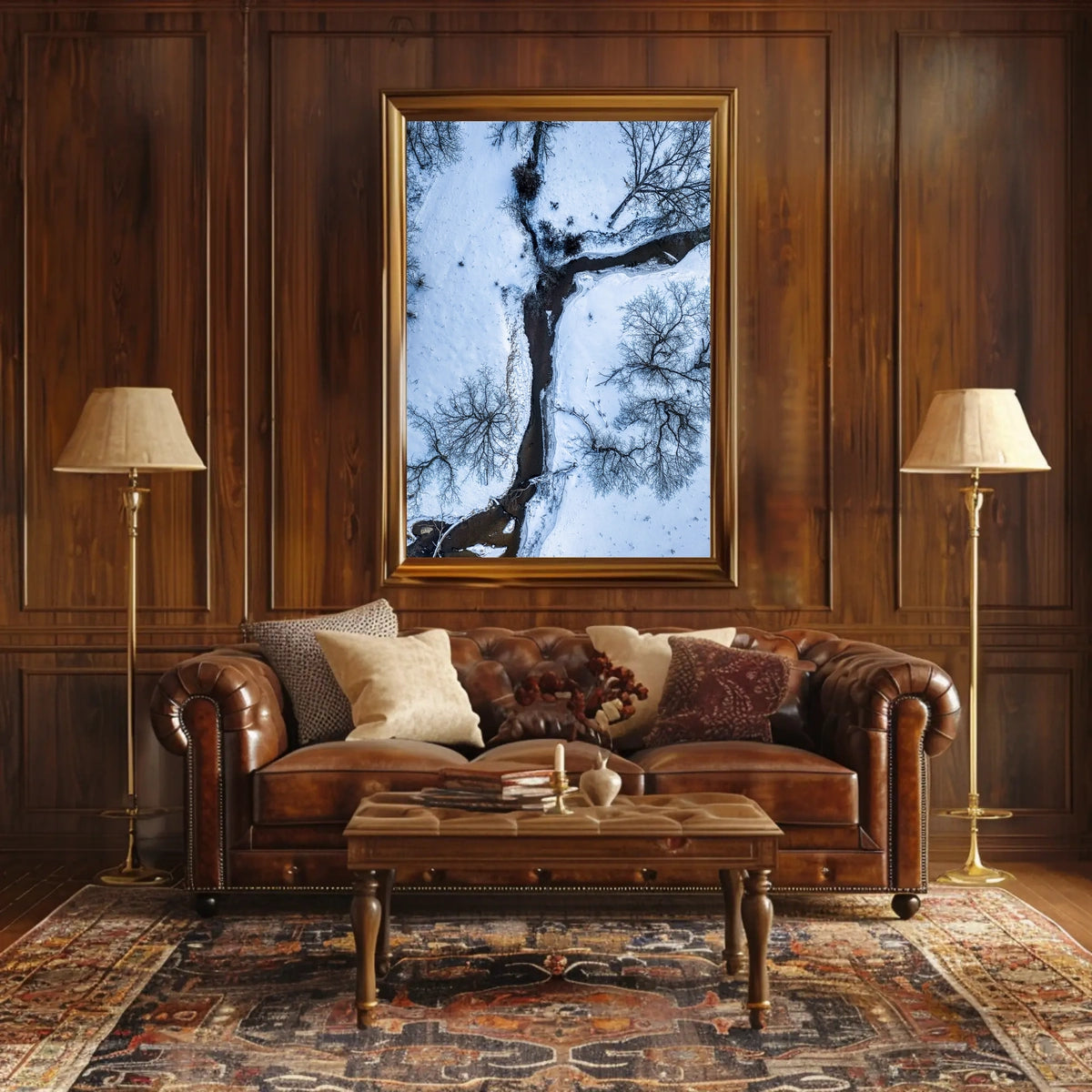 Winter Stream Aerial View Poster