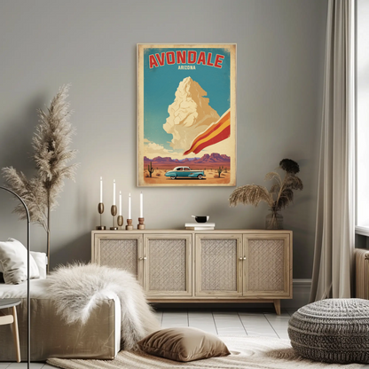 Avondale Arizona Desert Drive Vintage Travel Poster