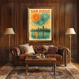 San Diego Skyline Celebration Poster