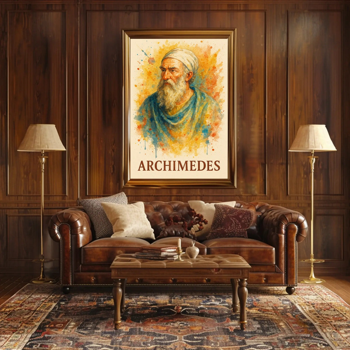 Archimedes Watercolor Portrait: Ancient Greek Inspiration Poster