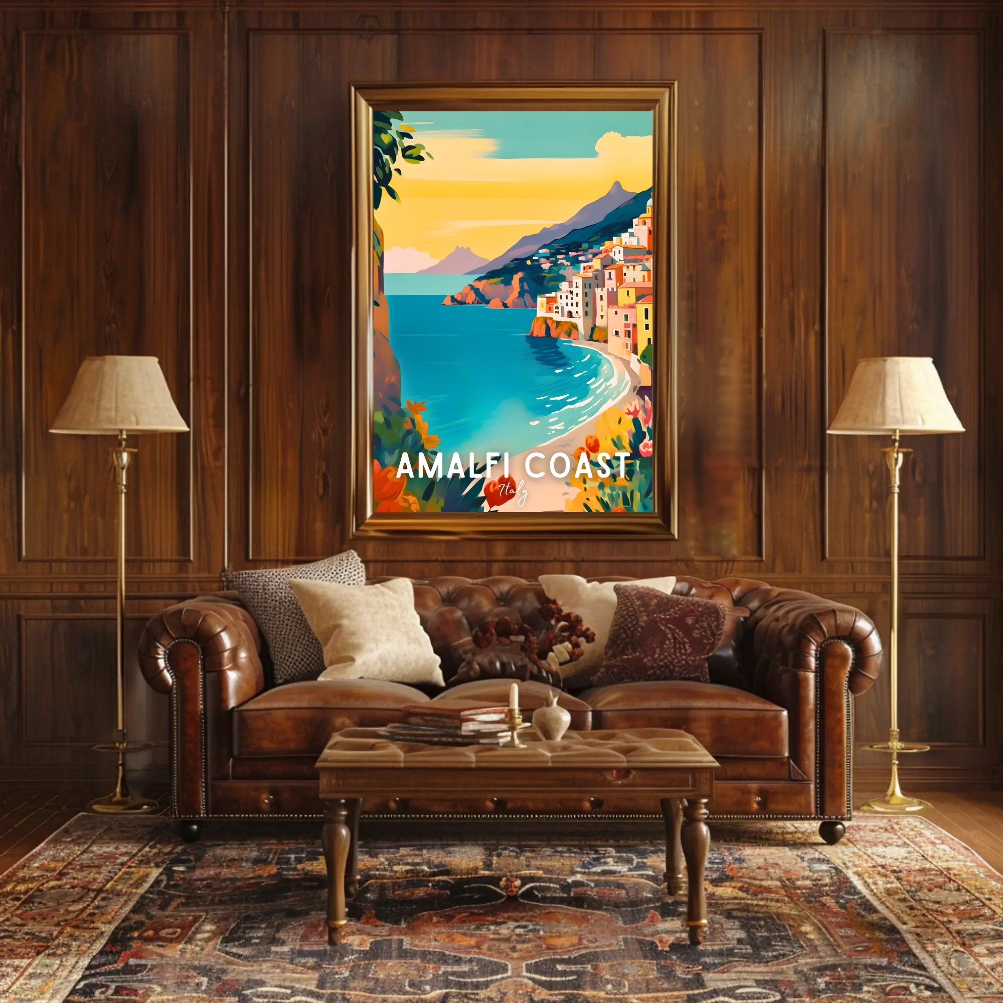 Amalfi Coast Scenic Travel Modern Illustration Poster