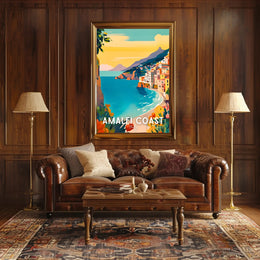 Amalfi Coast Scenic Travel Modern Illustration Poster