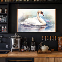 Tranquil Swan in Watercolor Poster PosterGoat