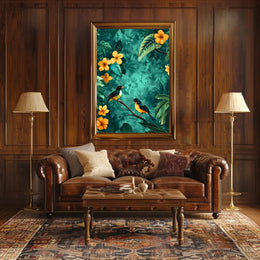 Tropical Birds in Lush Jungle Animal Poster