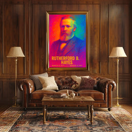 Rutherford B. Hayes 19th President of the United States Neon Gradient Overlay Poster