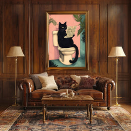 Curious Cat Poster Whimsical Bathroom Art Print