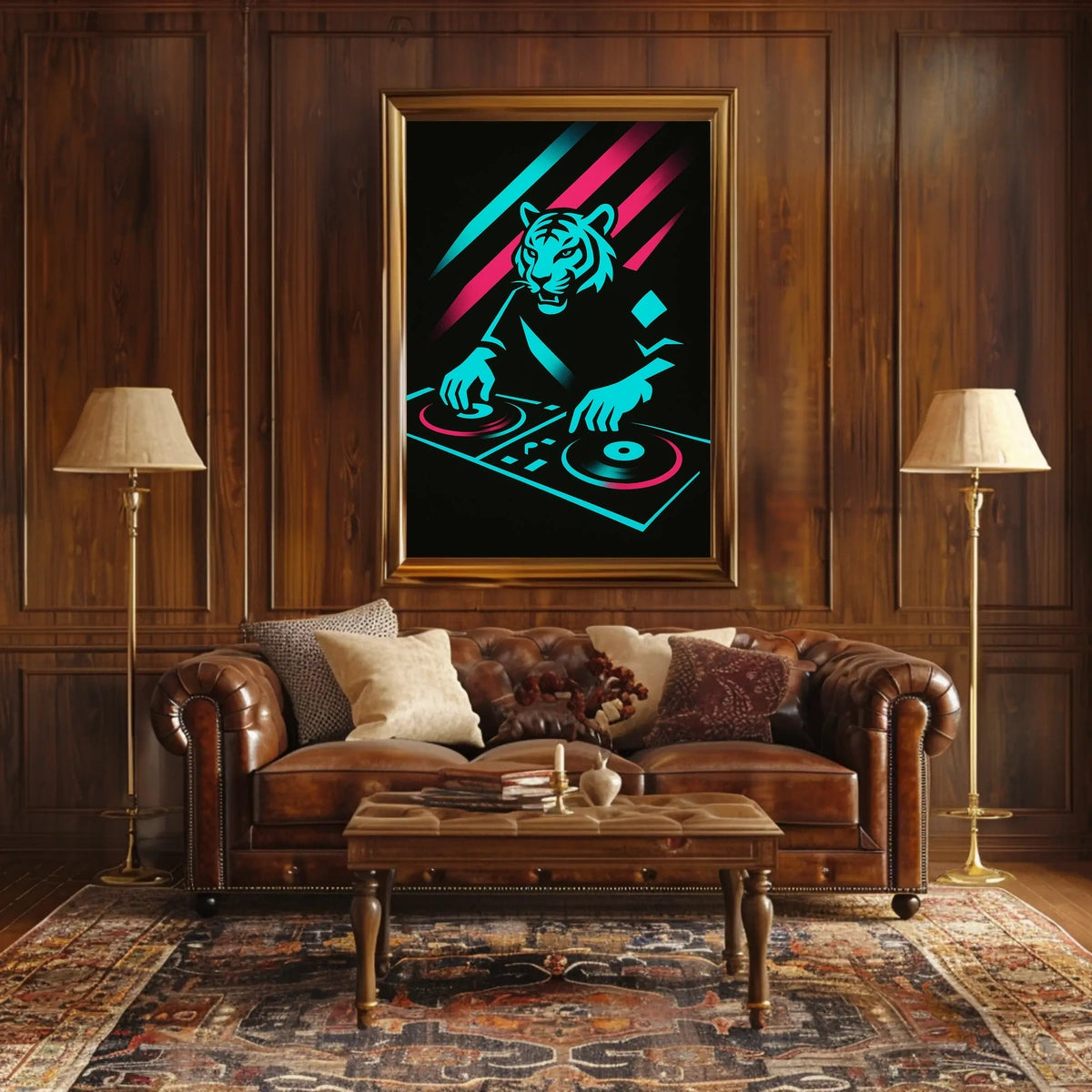 Neon Tiger Dj Poster