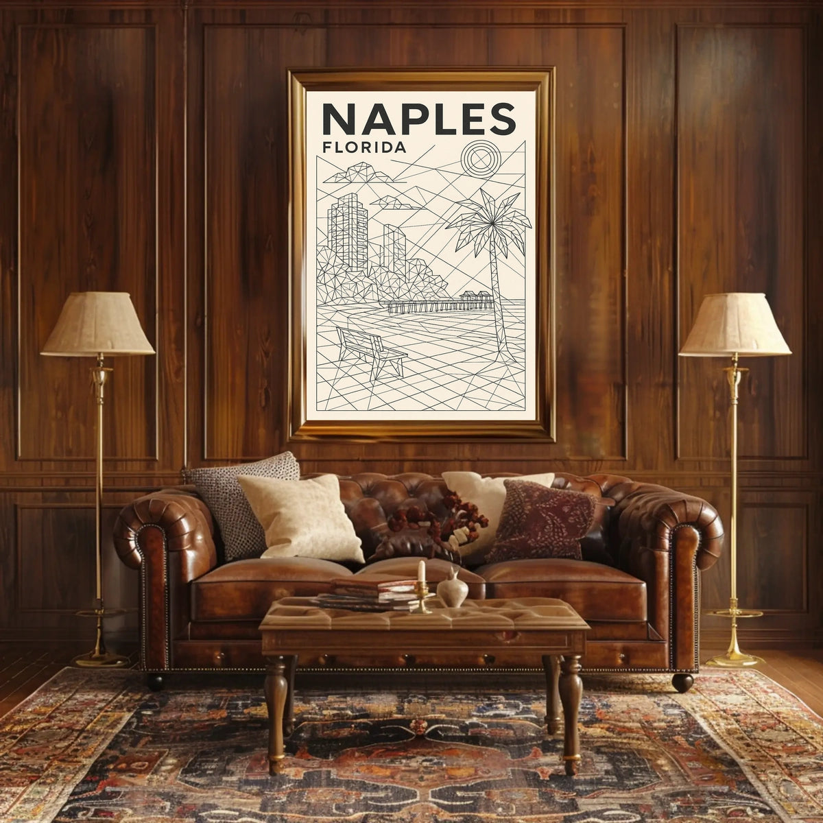 Naples Florida Geometric Coastal Art Poster 18x24 Print