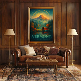 Vermont Autumn Surrealism Travel Poster