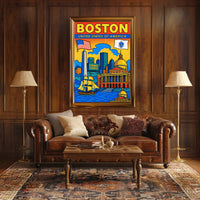 Boston Iconic Landmarks Poster PosterGoat