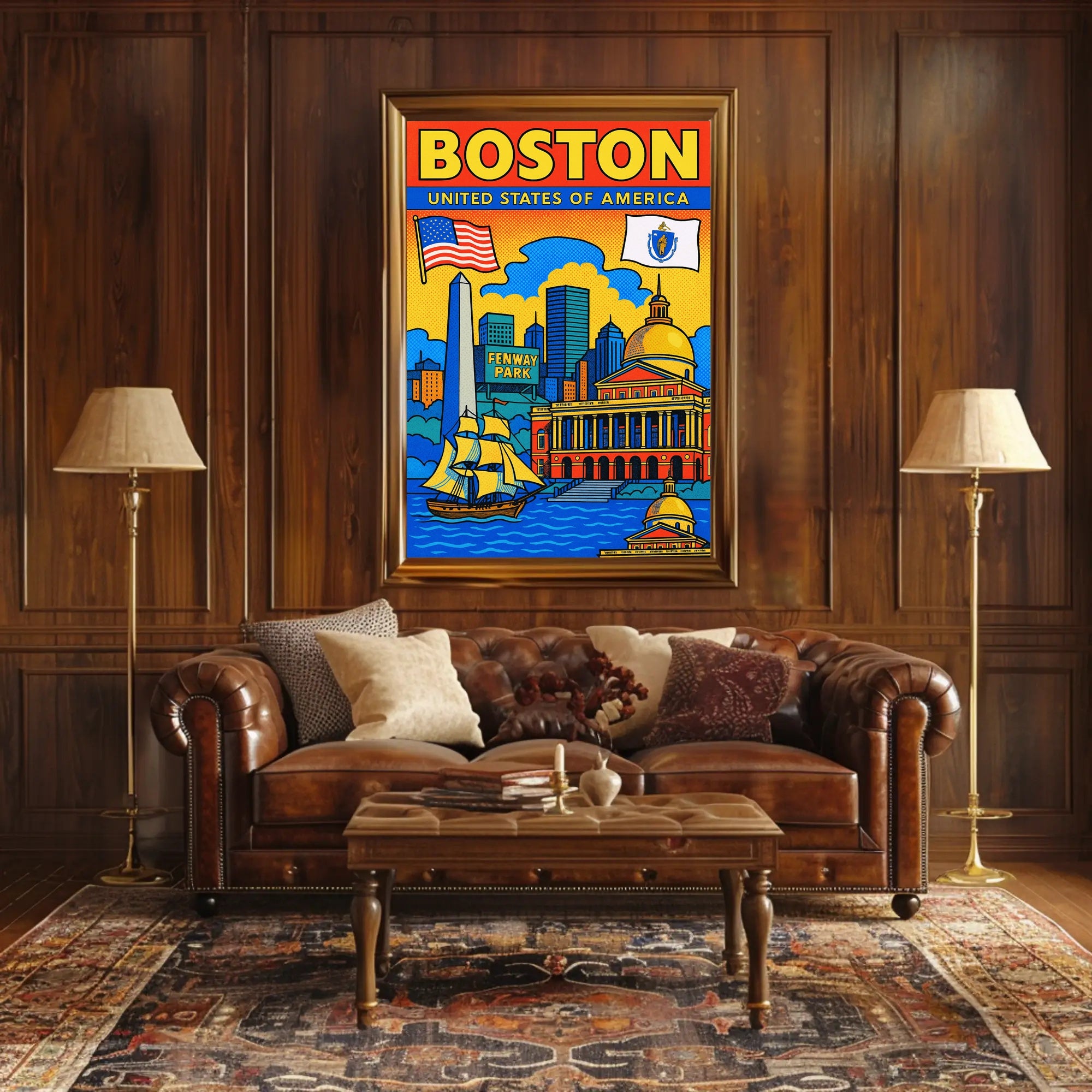 Boston Iconic Landmarks Poster PosterGoat