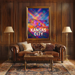 Kansas City Skyline Vibrant Expressionism Poster