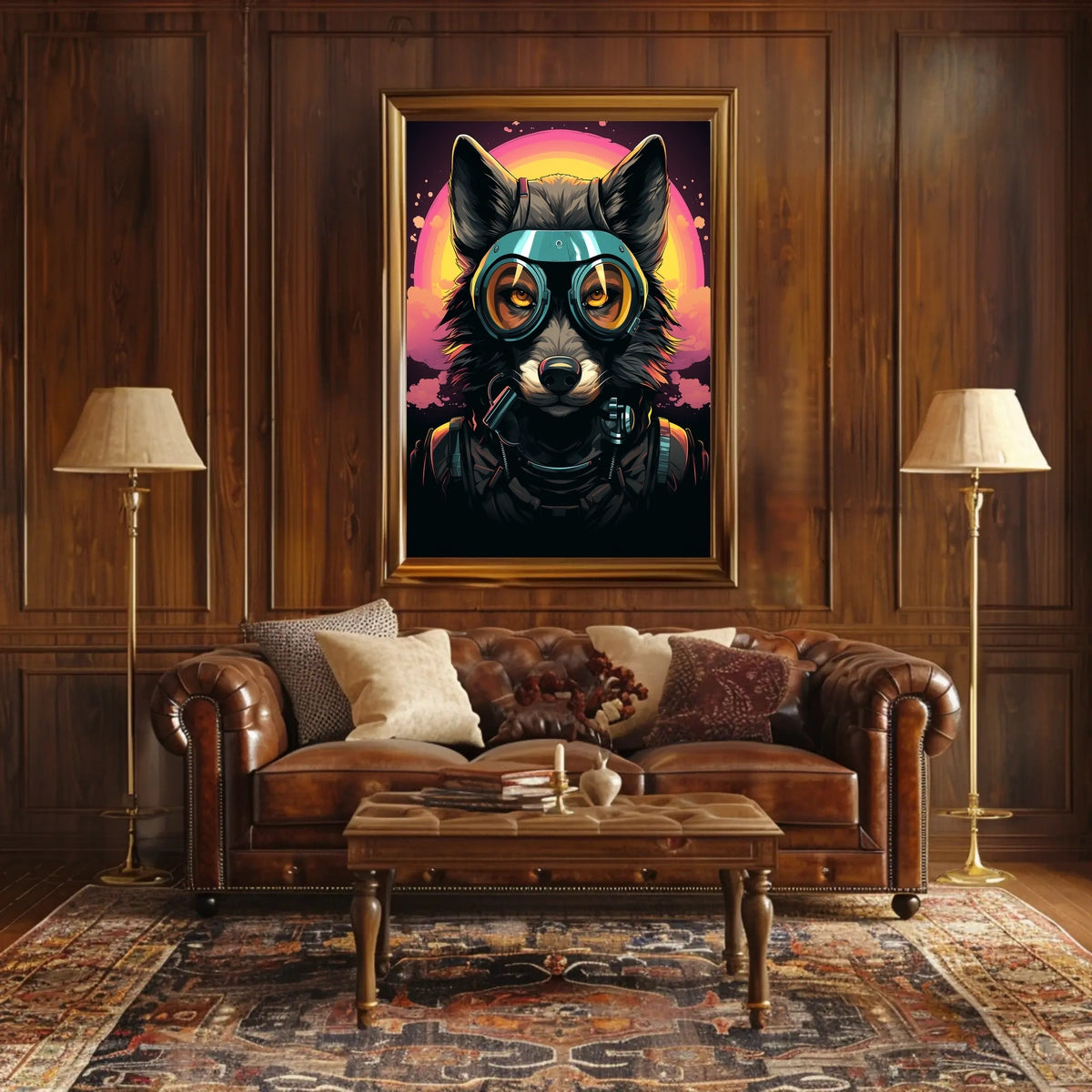 Futuristic Wolf Pilot Adventure Art Futuristic Sci-Fi Poster