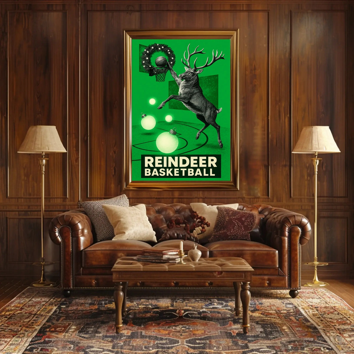 Reindeer Basketball Poster
