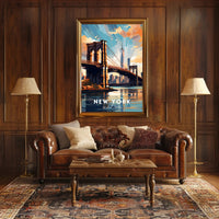 Brooklyn Bridge at Sunset Urban or Cityscape Poster