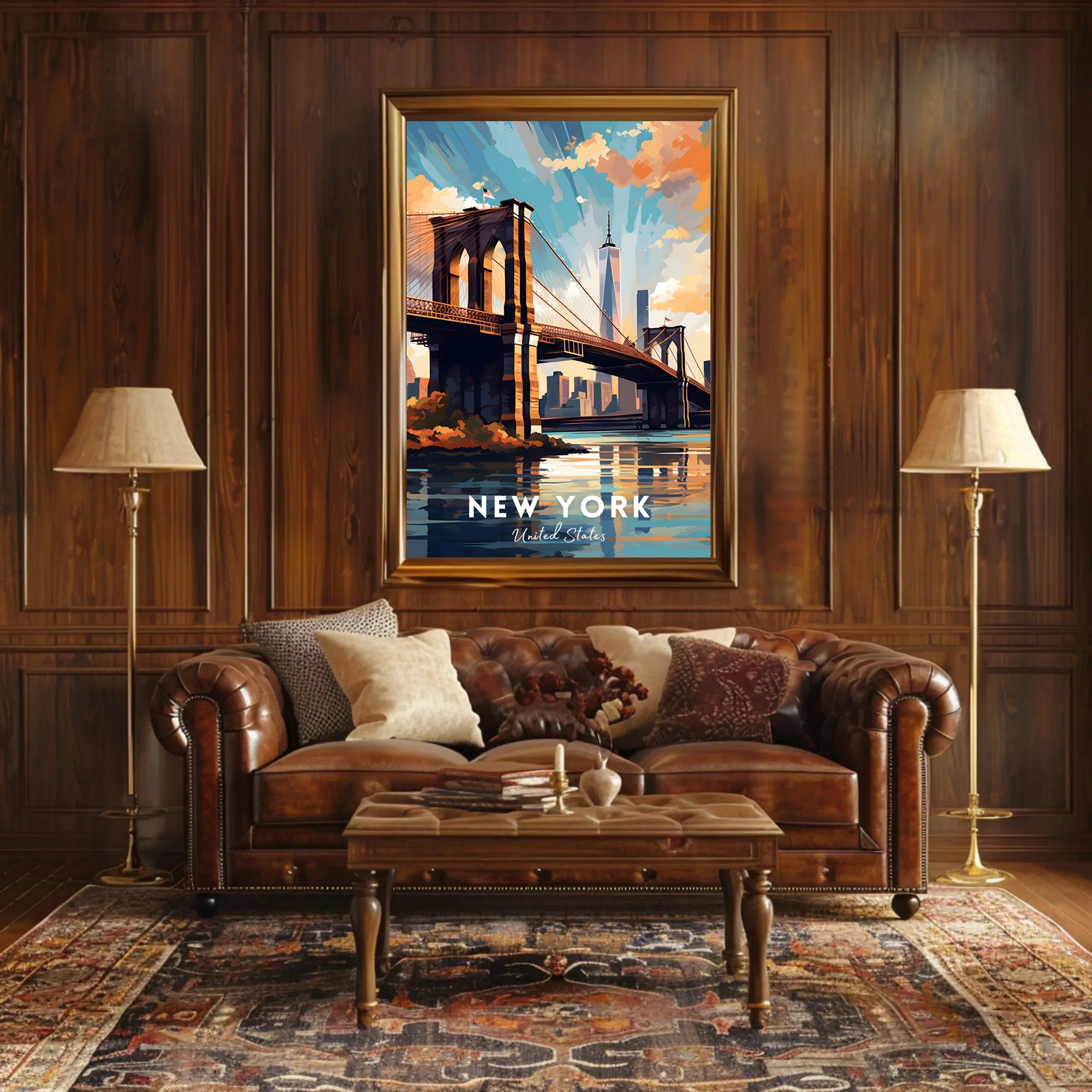 Brooklyn Bridge at Sunset Urban or Cityscape Poster