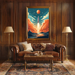 Rocket Launch Against Cosmic Backdrop Space or Astronomy Poster