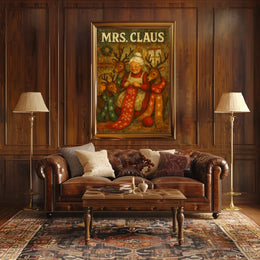Mrs. Claus And Her Reindeer Companions Poster
